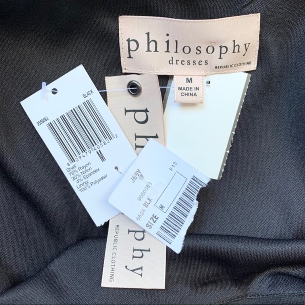NWT Philosophy Scalloped Layered Black Shift Dress LBD Classic Capsule Luxury - Picture 11 of 15